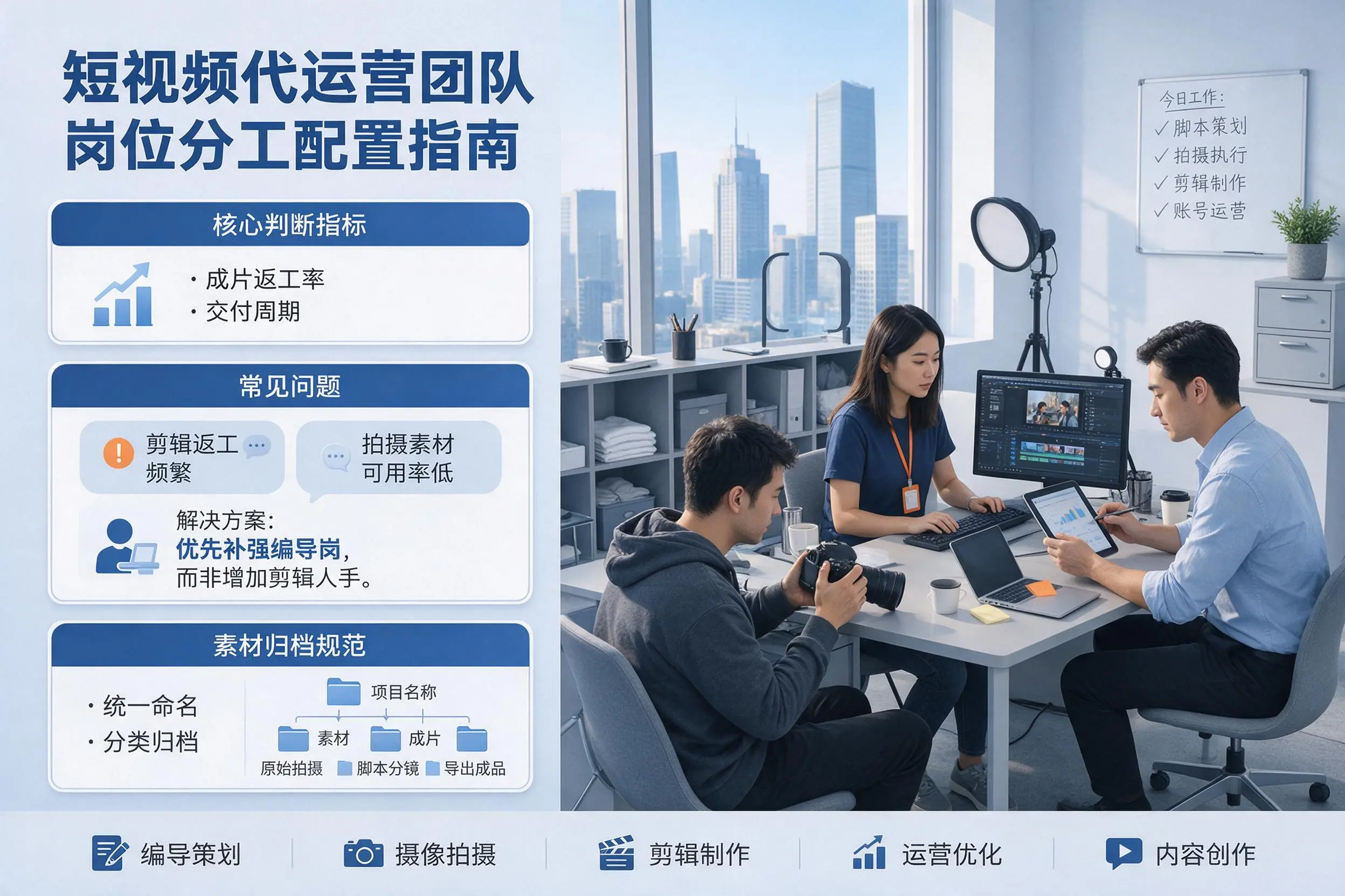 短视频代运营团队如何配置？七台河企业岗位分工科普说明