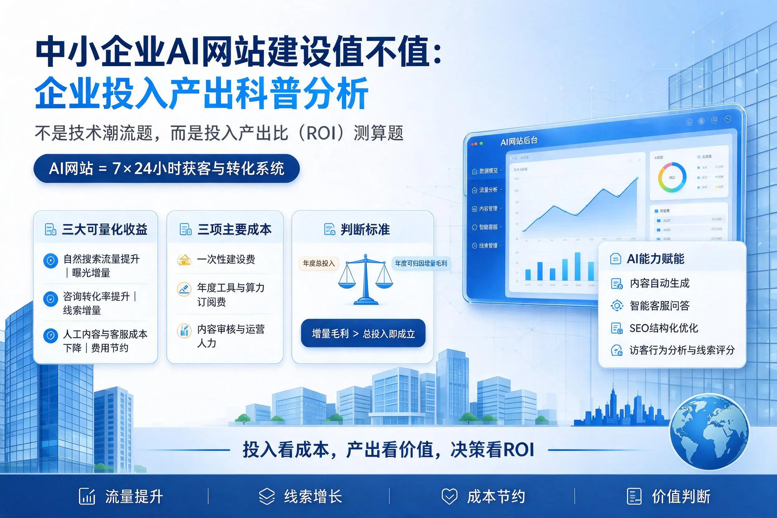 中小企业AI网站建设值不值：七台河企业投入产出科普分析