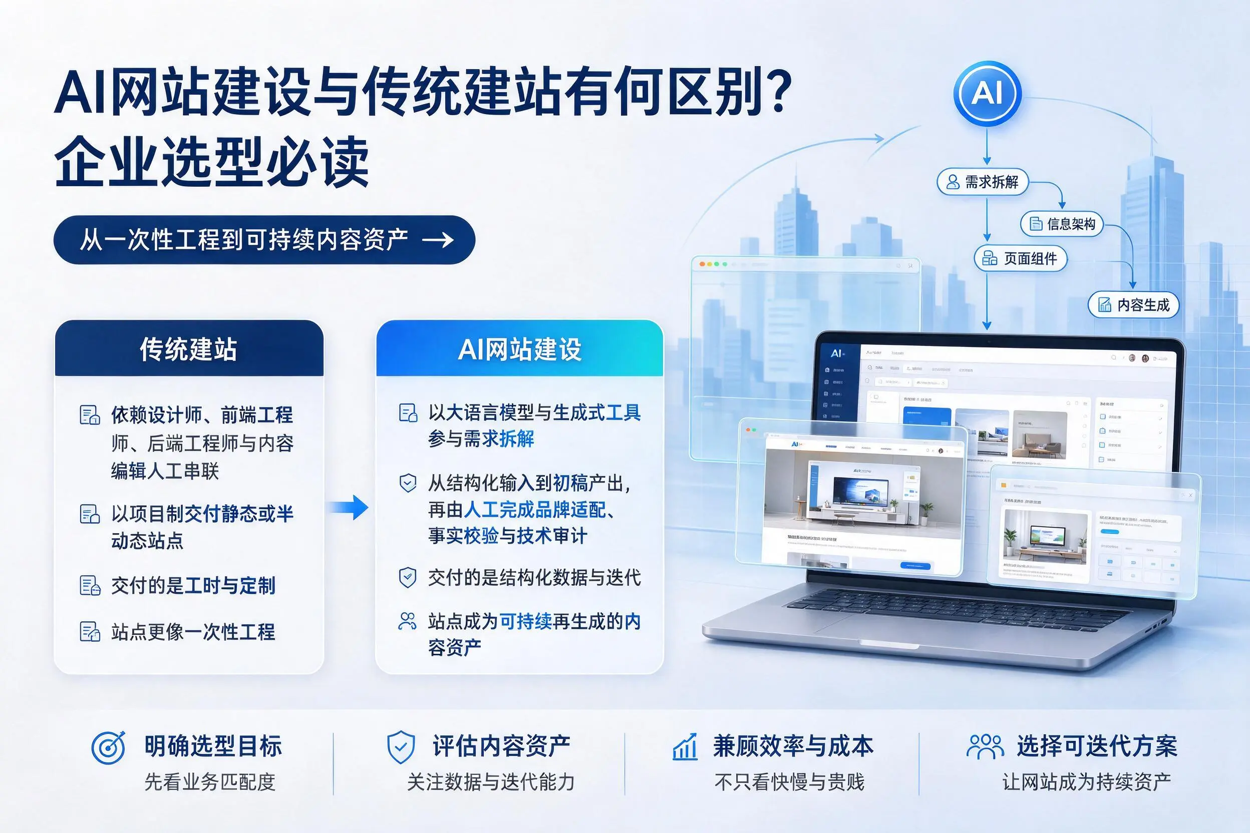 AI网站建设与传统建站有何区别?七台河企业选型必读