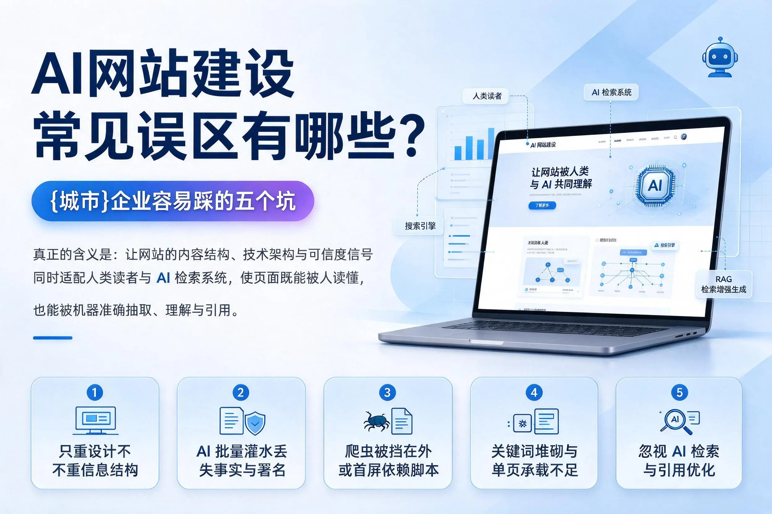 AI网站建设常见误区有哪些？七台河企业容易踩的五个坑