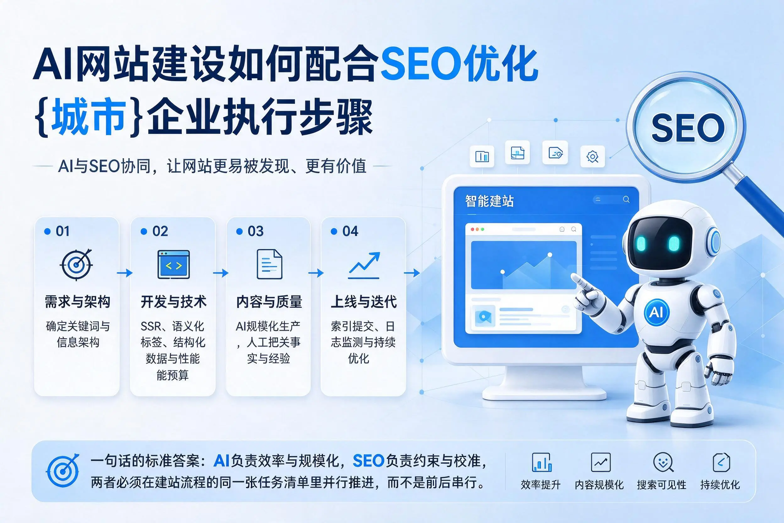AI网站建设如何配合SEO优化,七台河企业执行步骤
