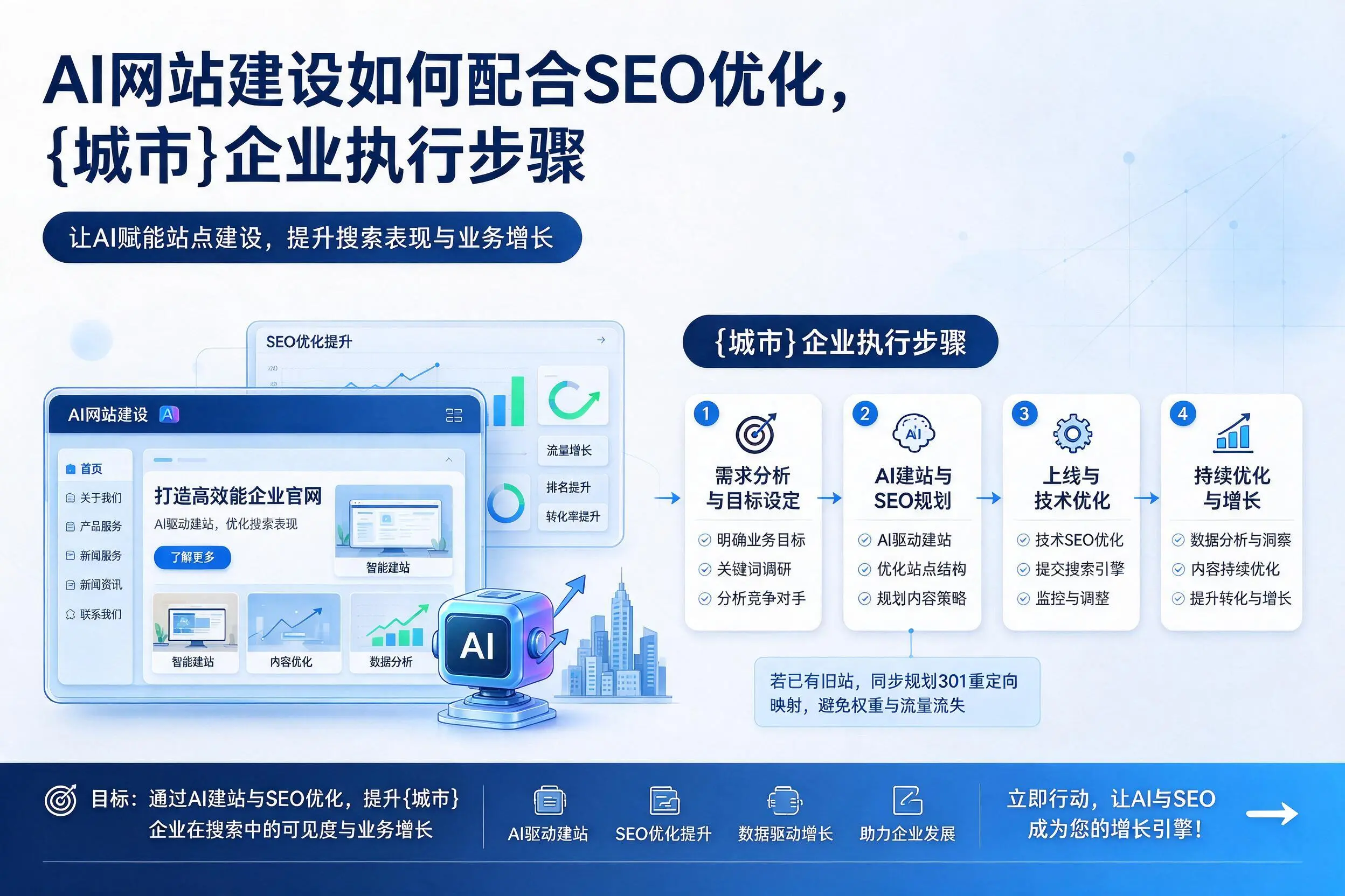 AI网站建设如何配合SEO优化,七台河企业执行步骤